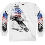 Hot Leathers GMS2479 Men’s Long Sleeve Pencil Eagle Patriotic White Shirt