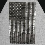 Hot Leathers GMS2486 Men’s Flag Bullets Raglan 3/4 Long Sleeve Heather Black Shirt - Image 2