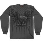 Hot Leathers GMS2524 Men’s Charcoal Up-Wing Eagle Long Sleeve T-Shirt