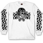 Hot Leathers GMS2528 Men’s White Vintage Skull Long Sleeve Print T-Shirt