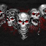 Hot Leathers GMS4539 Black Hoodie Pullover Sweater with Red 5 Skulls Artwork - Image 2