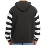 Hot Leathers GSM6003 Men’s Black and White Hooded Pullover Sweatshirt with Knit Strip Sleeves - Image 2