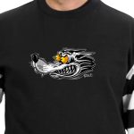Hot Leathers GMS6004 Men’s Black and White ‘Race Wolf’ Striped Long Sleeve Shirt - Image 2