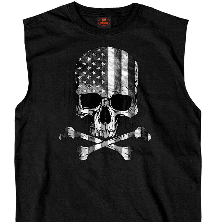 Hot Leathers Men’s Flag Skull Shooter Sleeveless Tank Top Shirt GMT3372