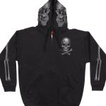 Hot Leathers GMZ4402 Men’s ‘Jolly Roger Skull’ Black Hoodie with Zipper Closure - Image 2