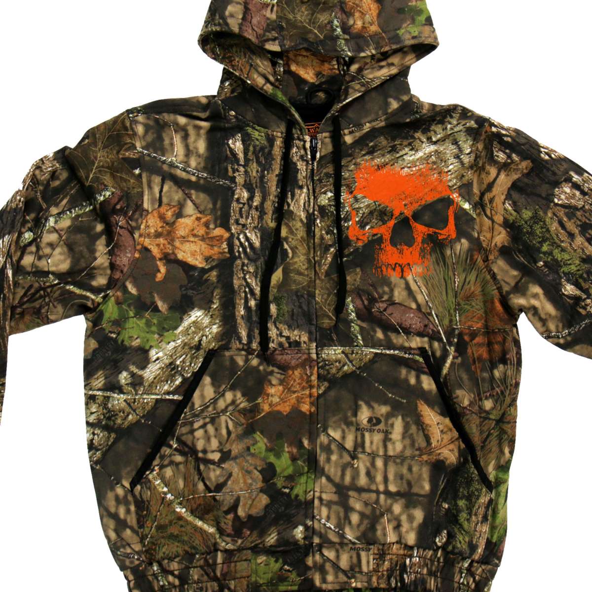 Men’s Mossy Oak & Hot Leathers Mashup Jungle Skull Camo Zipper Hoodie GMZ4471