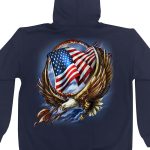 Hot Leathers GMZ4488 Men’s Hoop Eagle Zip Up Navy Hoodie Sweatshirt - Image 2
