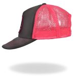 Hot Leathers GSH1011 Skull and Crossbones Grey and Pink Trucker Hat - Image 4
