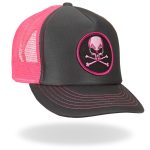 Hot Leathers GSH1011 Skull and Crossbones Grey and Pink Trucker Hat - Image 5