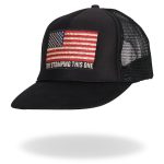 Hot Leathers GSH1016 Try Stomping This American Flag Black Trucker Hat - Image 6