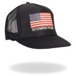 Hot Leathers GSH1016 Try Stomping This American Flag Black Trucker Hat - Image 3