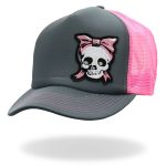 Hot Leathers Charcoal and pink Girly Skull Trucker Hat GSH1052 - Image 2
