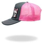 Hot Leathers Charcoal and pink Girly Skull Trucker Hat GSH1052 - Image 3
