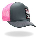 Hot Leathers Charcoal and pink Girly Skull Trucker Hat GSH1052 - Image 6
