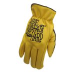 Hot Leathers GVD2001 Uni-Sex Gold ‘Bolt’ Deer Skin Leather Gloves - Image 2