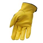 Hot Leathers GVD2001 Uni-Sex Gold ‘Bolt’ Deer Skin Leather Gloves - Image 3