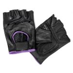 Hot Leathers GVL1005 Ladies Purple Piping Fingerless Gloves - Image 2