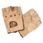 Hot Leathers GVM1005 Brown Unlined Fingerless Leather Gloves with Padded Palm - Image 3