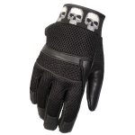 Hot Leathers GVM1301 Uni-Sex Black ‘Row of Skulls’ Leather and Mesh Gloves with i-Touch Screen - Image 4