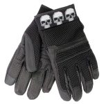Hot Leathers GVM1301 Uni-Sex Black ‘Row of Skulls’ Leather and Mesh Gloves with i-Touch Screen