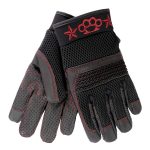 Hot Leathers GVM1302 Uni-Sex Black ‘Brass Knuckles’ Leather and Mesh Gloves with i-Touch Screen