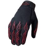 Hot Leathers GVM2002 Uni-Sex Black ‘Red Flames’ Textile Mechanic Gloves