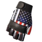 Hot Leathers GVM3008 Uni-Sex Black ‘Heartbeat USA Flag’ Fingerless Leather Gloves - Image 2
