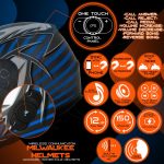 Milwaukee Helmets H512 Titanium and Blue Chit-Chat Full Face Wireless Motorcycle Helmet-Stream Music-Phone Calls - Image 4