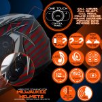 Milwaukee Helmets H520 Titanium and Red Chit-Chat Full Face Wireless Motorcycle Helmet-Stream Music-Phone Calls - Image 4