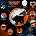 Milwaukee Helmets H7010 Flat Gray Mayday Modular Full Face Wireless Motorcycle Helmet-Stream Music-Phone Calls - Image 2