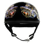 Hot Leathers HLD1028 USA Eagle Flat Black Motorcycle DOT Approved Skull Cap Half Helmet Biker - Image 7