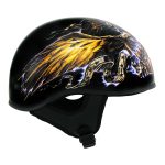 Hot Leathers HLD1028 USA Eagle Flat Black Motorcycle DOT Approved Skull Cap Half Helmet Biker - Image 2