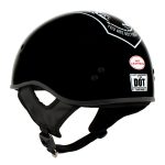 Hot Leathers HLD1004 POW Gloss Black Motorcycle DOT Approved Skull Cap Half Biker Helmet - Image 6