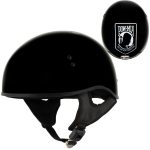 Hot Leathers HLD1004 POW Gloss Black Motorcycle DOT Approved Skull Cap Half Biker Helmet - Image 4