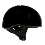 Hot Leathers HLD1004 POW Gloss Black Motorcycle DOT Approved Skull Cap Half Biker Helmet - Image 5