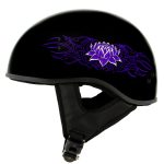 Hot Leathers HLD1005 Lady Lotus Gloss Black Motorcycle DOT Approved Skull Cap Half Helmet Biker - Image 4