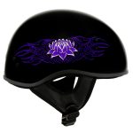 Hot Leathers HLD1005 Lady Lotus Gloss Black Motorcycle DOT Approved Skull Cap Half Helmet Biker - Image 5