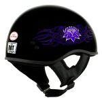 Hot Leathers HLD1005 Lady Lotus Gloss Black Motorcycle DOT Approved Skull Cap Half Helmet Biker - Image 6