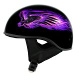 Hot Leathers HLD1007 Black Out Eagle Gloss Black Motorcycle DOT Skull Cap Half Helmet Biker - Image 4