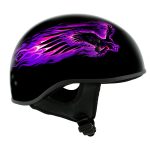Hot Leathers HLD1007 Black Out Eagle Gloss Black Motorcycle DOT Skull Cap Half Helmet Biker - Image 2