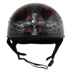 Hot Leathers HLD1008 Black Celtic Cross Motorcycle DOT Approved Skull Cap Half Helmet Biker - Image 8