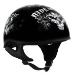 Hot Leathers HLD1016 Ride or Die Gloss Black Motorcycle DOT Skull Cap Half Helmet Biker - Image 5