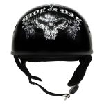 Hot Leathers HLD1016 Ride or Die Gloss Black Motorcycle DOT Skull Cap Half Helmet Biker - Image 7