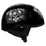Hot Leathers HLD1016 Ride or Die Gloss Black Motorcycle DOT Skull Cap Half Helmet Biker - Image 4
