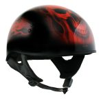 Hot Leathers HLD1018 Black Red Flame Skull Motorcycle DOT Approved Skull Cap Half Helmet Biker - Image 5