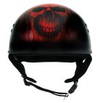 Hot Leathers HLD1018 Black Red Flame Skull Motorcycle DOT Approved Skull Cap Half Helmet Biker - Image 7