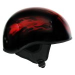 Hot Leathers HLD1018 Black Red Flame Skull Motorcycle DOT Approved Skull Cap Half Helmet Biker - Image 4