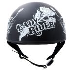 Hot Leathers HLD1021 Lady Rider Flat Black Motorcycle DOT Approved Skull Cap Half Biker Helmet - Image 2