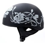 Hot Leathers HLD1021 Lady Rider Flat Black Motorcycle DOT Approved Skull Cap Half Biker Helmet - Image 4