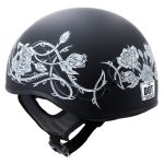 Hot Leathers HLD1021 Lady Rider Flat Black Motorcycle DOT Approved Skull Cap Half Biker Helmet - Image 5